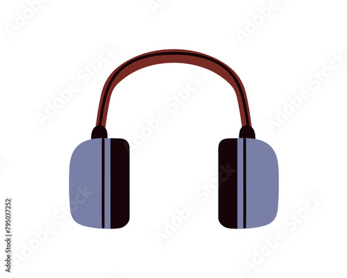 Ear safety, protective headphones for noise reduction. Industrial equipment, earmuffs for hearing protection. Loud sound defenders, PPE. Flat graphic vector illustration isolated on white background
