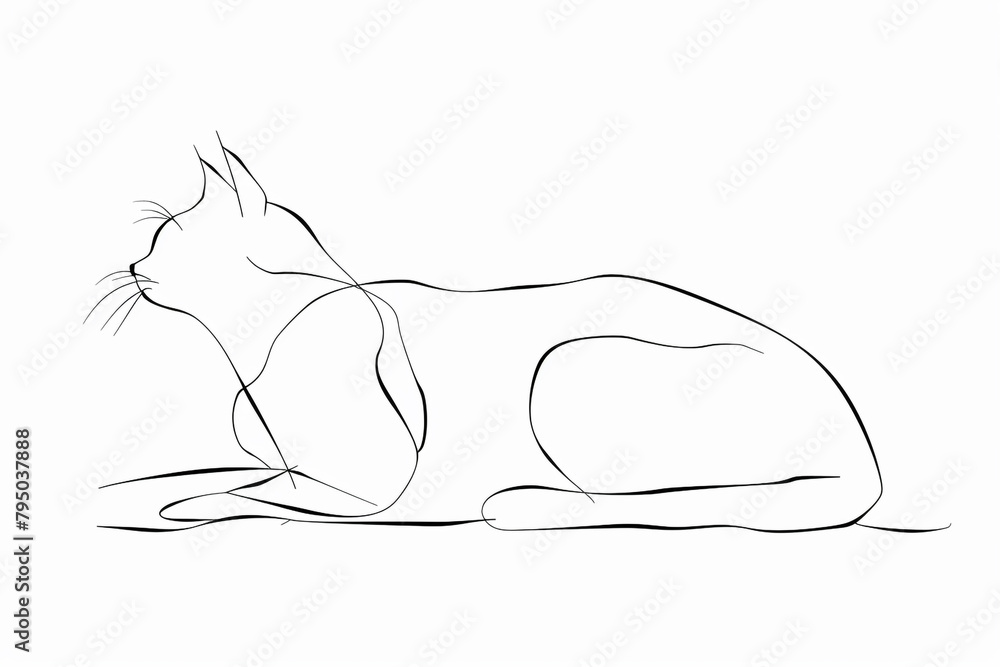 Elegant continuous line art of a cat minimalist animal illustration white background Elegant continuous line art of a cat minimalist animal illustration white background
