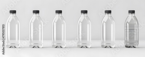 Set of Empty Water Bottles - Design Template of Packaging