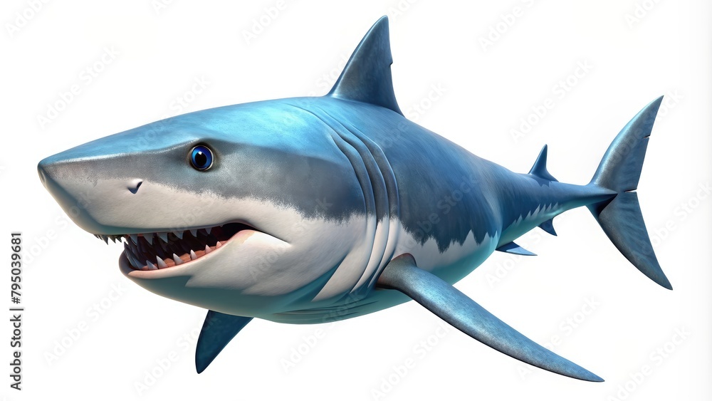 Fototapeta premium 4K Shark White Background