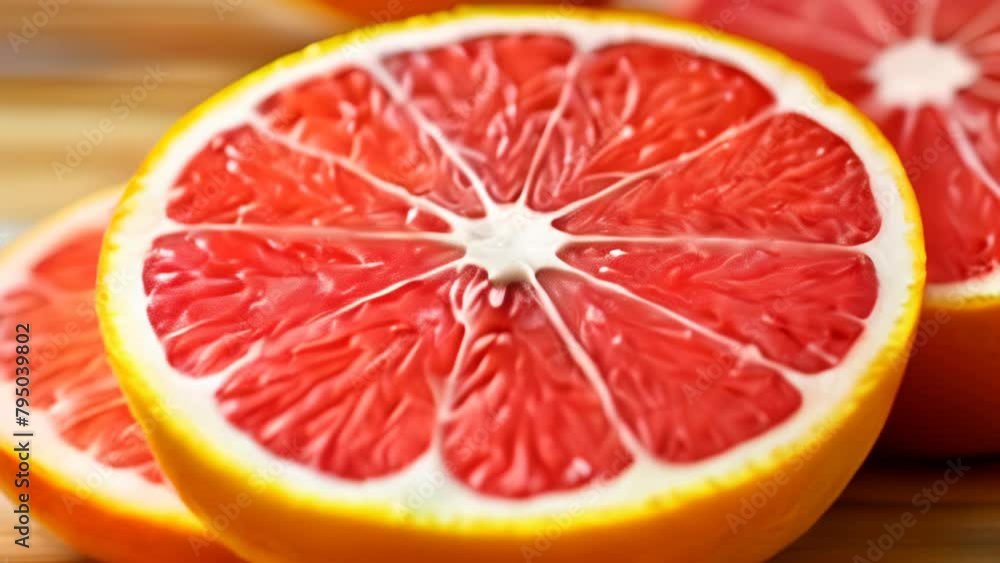 Freshly cut grapefruit slices ready to enjoy Freshly cut grapefruit slices ready to enjoy