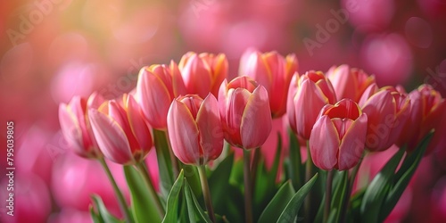 A vibrant bouquet of blossoming tulips, radiates romantic beauty.