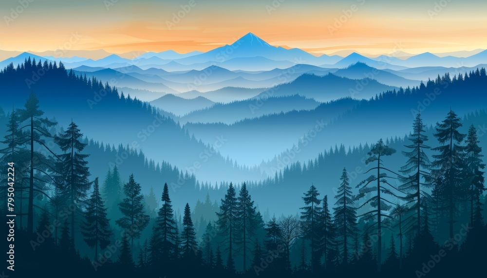 Obraz premium Breathtaking golden sunset casting warm light on the stunning mountainous terrain