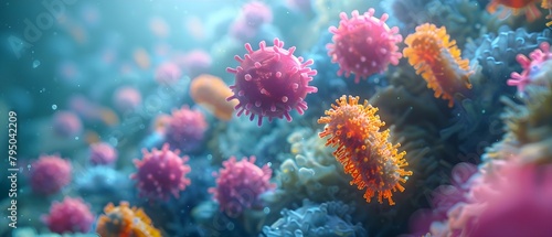 Exploring the Diversity of Bacteria Colonies in the Human Gut Microbiome through D Animation. Concept Microbiome research, Gut bacteria diversity, 3D animation, Human health, Microbial ecosystems © Anastasiia