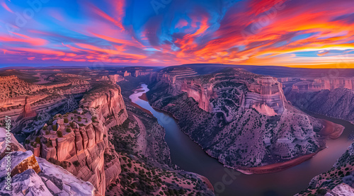 Wallpaper Mural A beautiful sunset over a river with mountains in the background Torontodigital.ca