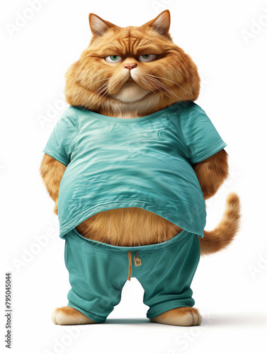 Wallpaper Mural A fat orange cat wearing a green shirt and blue pants Torontodigital.ca