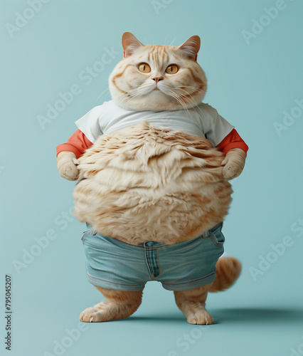 Wallpaper Mural A fat cat wearing a shirt and blue jeans Torontodigital.ca