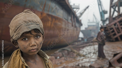  Unidentified child worker in a shipyard has over 4.7 million child workers aged between 5