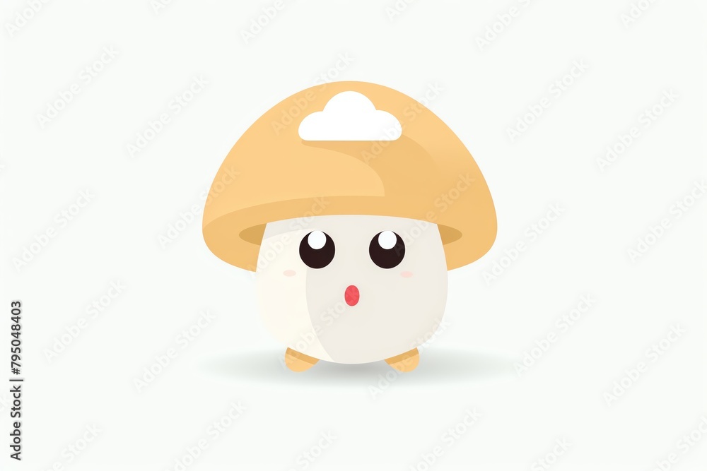 Fototapeta premium A nervous mushroom cartoon flat design