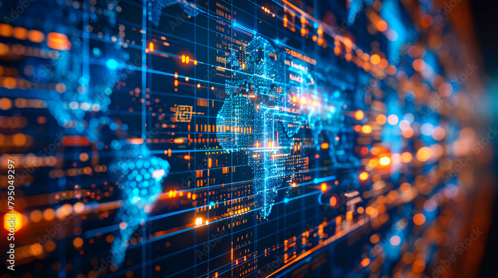 custom made wallpaper toronto digitalDigital Network and Cyber Security Concept, Abstract Technology Background, Blue Lines