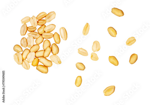 Peanuts isolated on a white background, top view