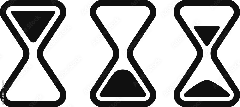 Vintage hourglass or sand glass set timer or clock flat icon for apps ...