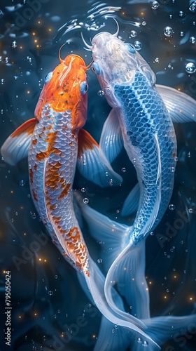 Pisces symbols intertwined, representing duality and flow photo