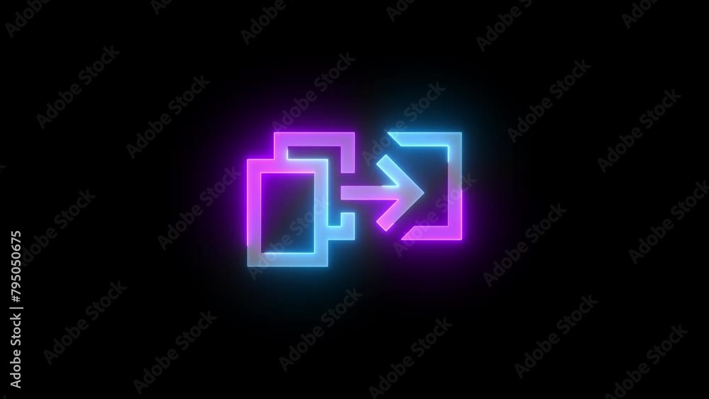 Neon print custom range device arrow icon cyan purple color glowing animated black background Neon print custom range device arrow icon cyan purple color glowing animated black background