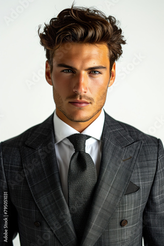 Handsome Young Man Wearing a Suit, Generative AI