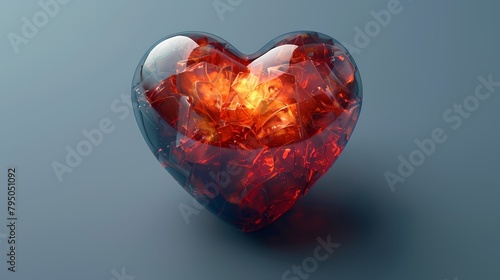 A detailed heart icon on a solid background