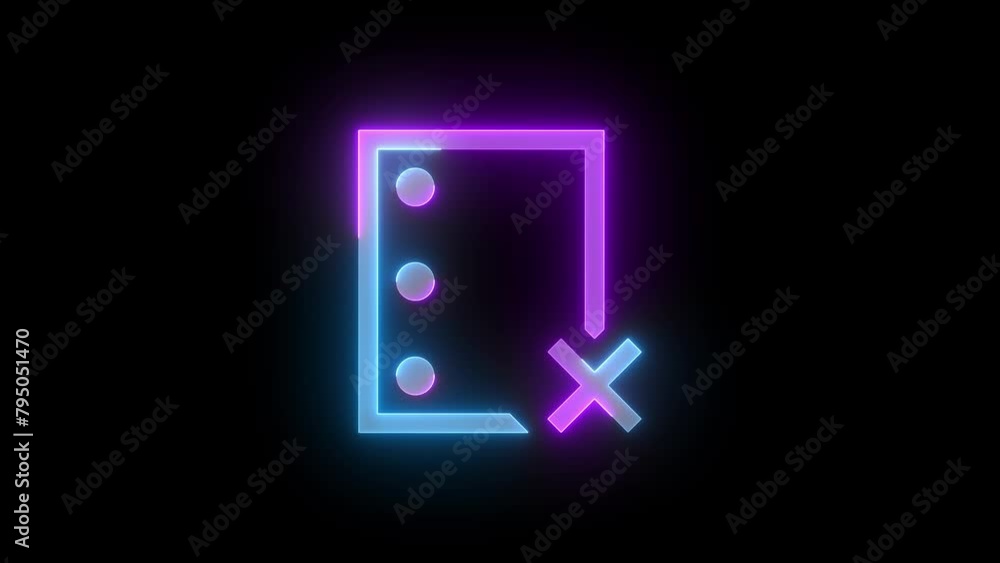 Neon three dot square box cross icon cyan purple color glowing animated black background Neon three dot square box cross icon cyan purple color glowing animated black background