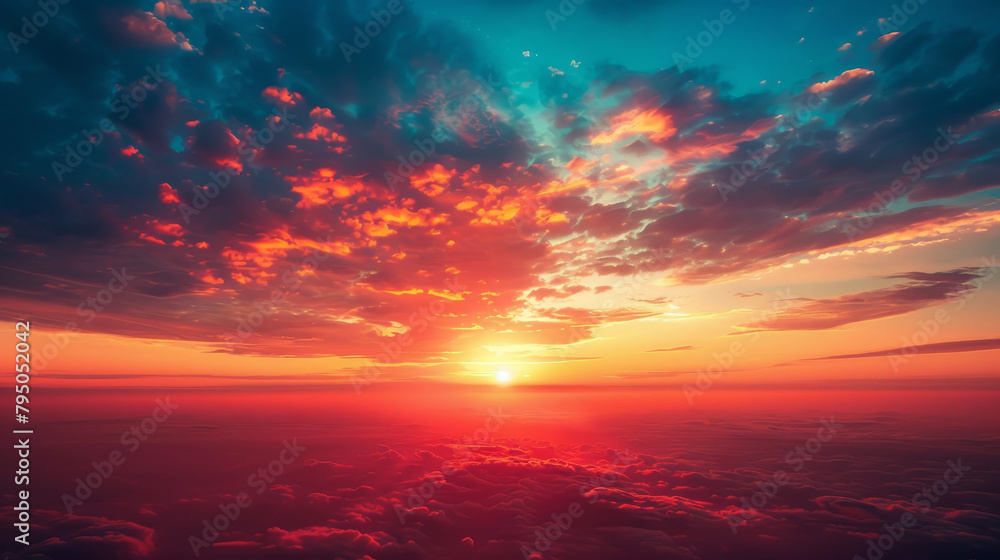 A beautiful sunset with a red and orange sky A beautiful sunset with a red and orange sky