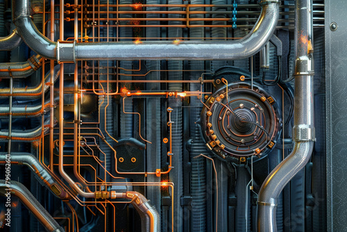 Examining the intricate design of a heat microchannel in a condenser unit  photo