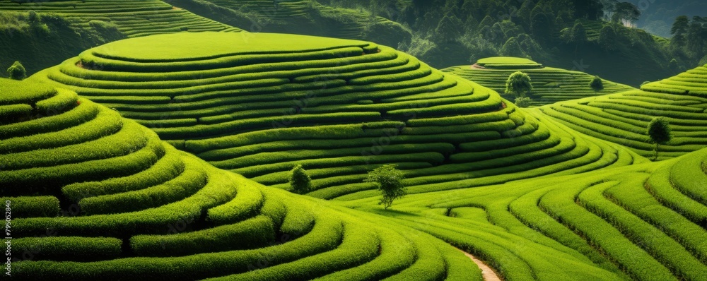 Against the backdrop of towering mountains, verdant green tea plantations sprawl across the highlands, painting a serene and breathtaking scene. Against the backdrop of towering mountains, verdant green tea plantations sprawl across the highlands, painting a serene and breathtaking scene.