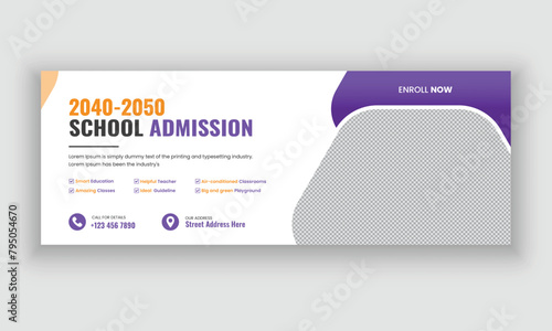 Back to school admission social media facebook cover design or education web banner template