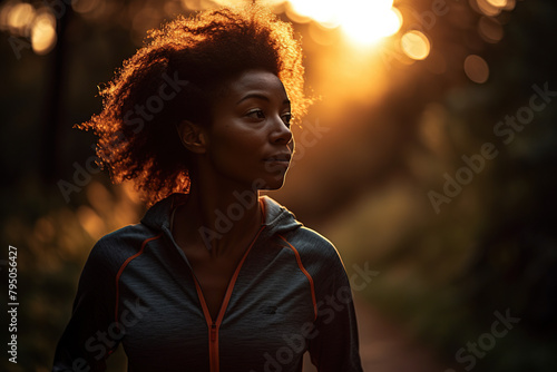 Dawn run under sunrise glow for jogger