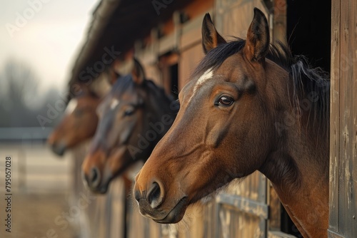 Horses looking out of the stable © Michael