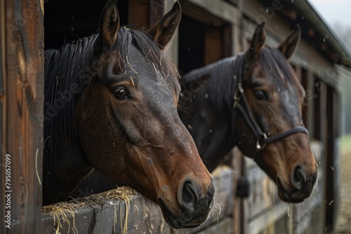 Brown horses in the stable © Michael