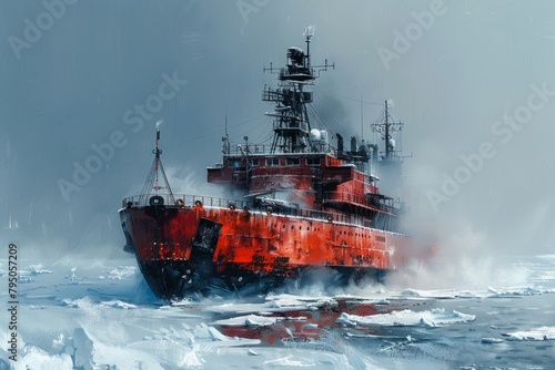 Icebreaker in the arctic waters