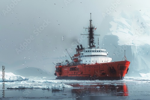 Icebreaker in the arctic waters