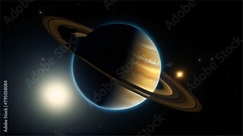 Planet Saturn is space at night