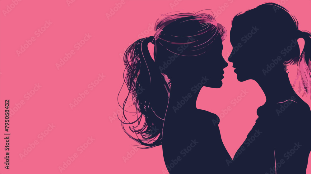Two women poster with empty space for text. Horizonta