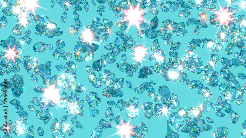 many shiny and transparency diamonds gemstone are scattering on the light blue backgrounds 3d modeling particles and dispersion with halo. A luxury background. many shiny and transparency diamonds gemstone are scattering on the light blue backgrounds 3d modeling particles and dispersion with halo. A luxury background.