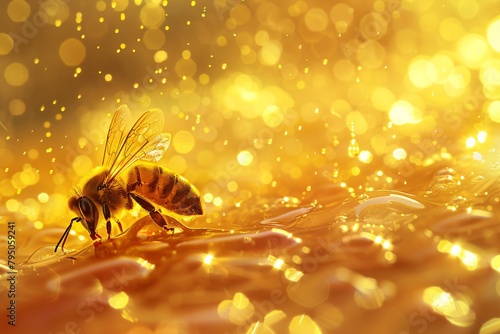 a bee on a surface of water