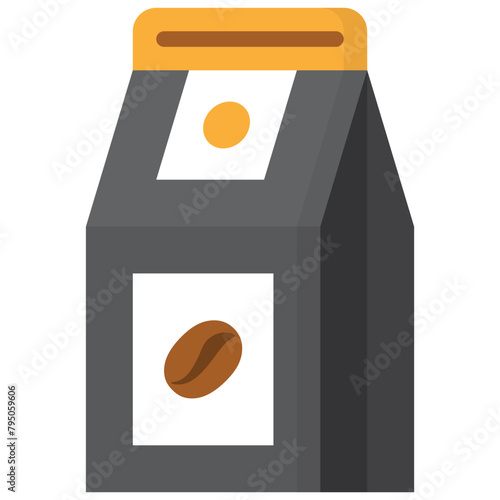 roast grounds coffee bag or package decorated with coffee bean flat icon