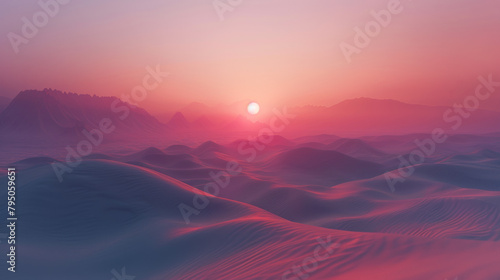 minimal desert foggy dreamscape 3d render #795059651