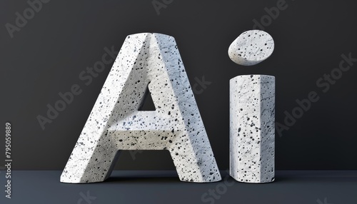 Terrazzo style letters word AI on a dark background photo