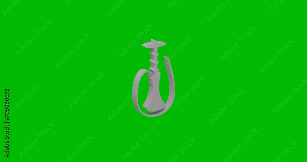 Animation of rotation of a white hookah symbol with shadow. Simple and complex rotation. Seamless looped 4k animation on green chroma key background Animation of rotation of a white hookah symbol with shadow. Simple and complex rotation. Seamless looped 4k animation on green chroma key background