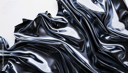 Abstract black and white flowing waves photo