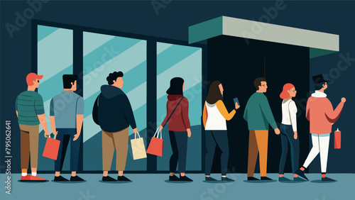 A line of shoppers eagerly waiting for the doors to open on Black Friday.