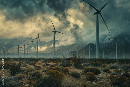 Wind farm turbine generators, green eco energy