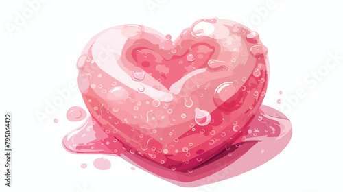 Vector isolated pink soap heart shape Icon soap 