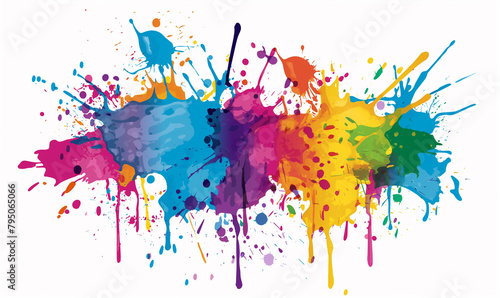 Colorful vector illustration of paint splatter on a white background  a colorful inkblot design in the style of clip art