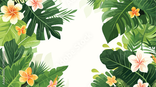 Vector Design Vector frame template with tropical gre