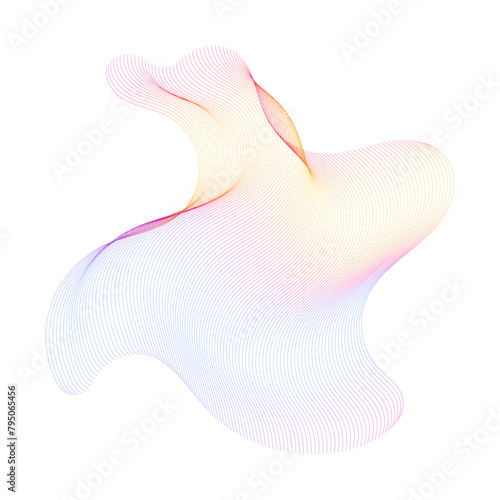 Dynamic amorphous shape, abstract fluid form with gradient, liquid shape made of lines with blend effect. Vector modern design element.