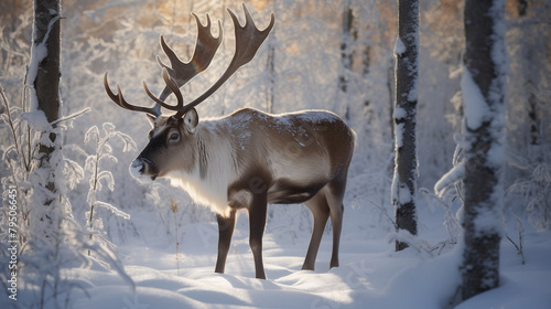 imagine A majestic reindeer standing proudly in a snow