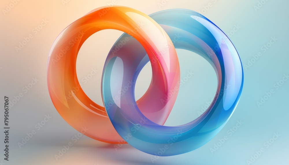 Colorful interlocking 3D rings on a gradient background Colorful interlocking 3D rings on a gradient background