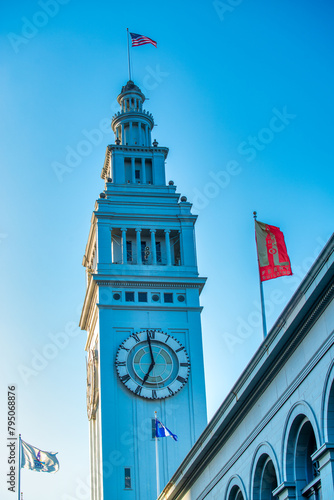 San Francisco, CA - August 6, 2017: City streets and buildings on a sunny day at Embarcadero photo