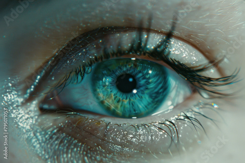 "Azure Human Eye Close-up", eyes are the mirror of soul, eye close-up shot, abstract