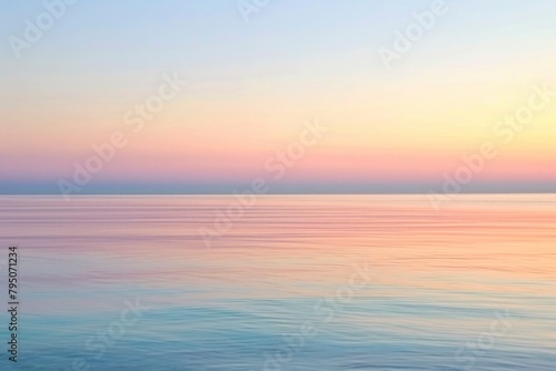 Serene Pastel Sunset at the Ocean Horizon - Tranquil Seascape